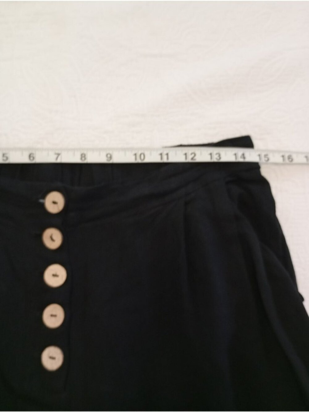 Elodie Wide-Leg Black Linen Blend Pants Button Detailing Pockets Womens Medium - Picture 8 of 12